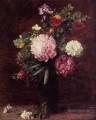Fleurs Grand bouquet à trois pivoines peintre de fleurs Henri Fantin Latour